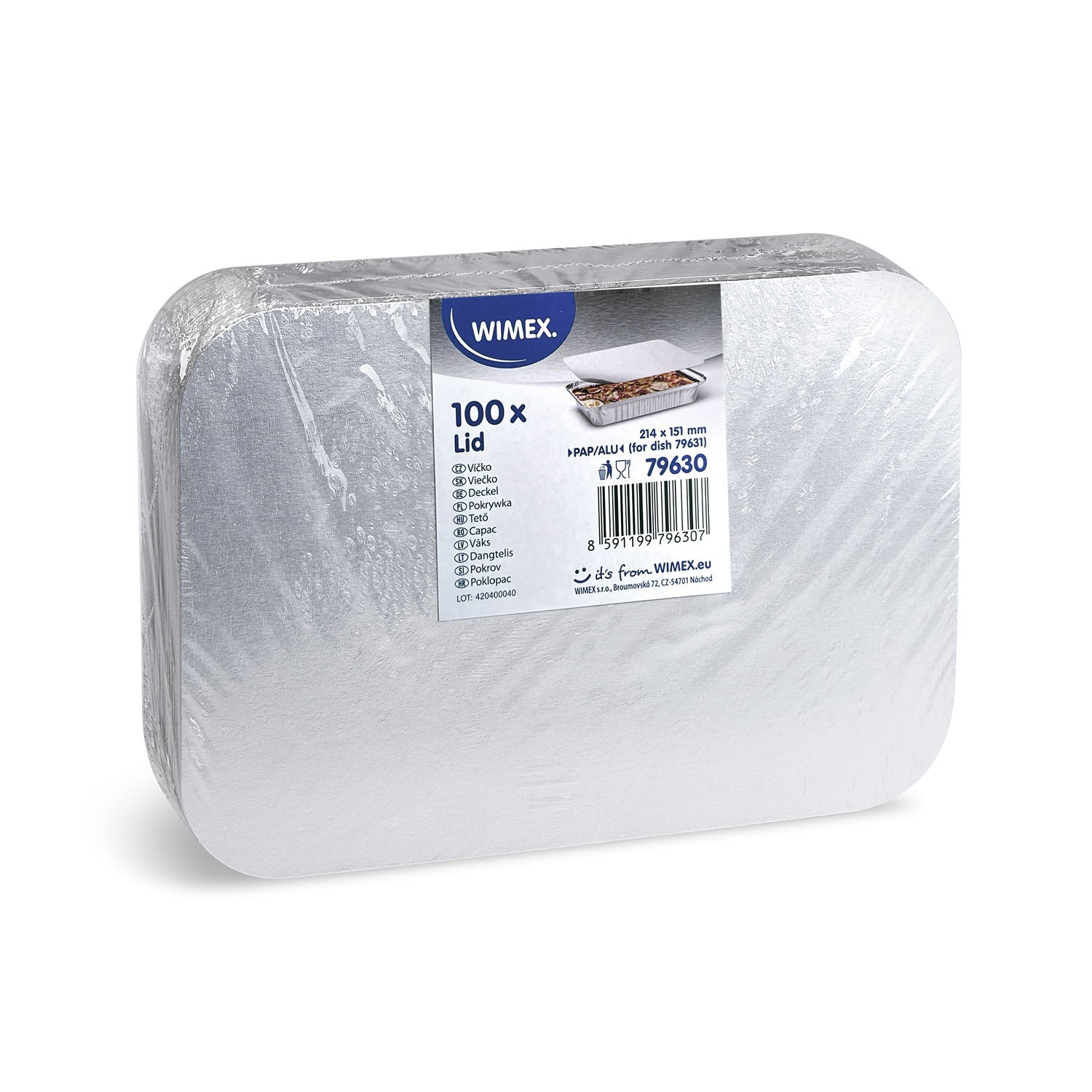 Alu-Karton-Deckel für Aluschalen 79631 22x15,5 cm | 100 Stück Packung (Typ R84) - daclean.de