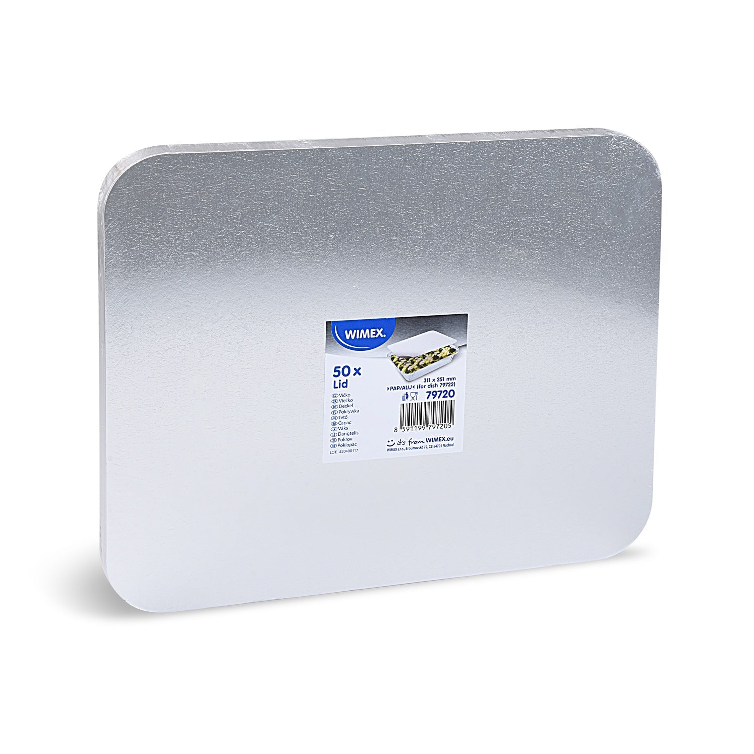 Alu-Karton-Deckel für GN 1/2 Aluschalen (Typ 79722) | 50 Stück Packung - daclean.de