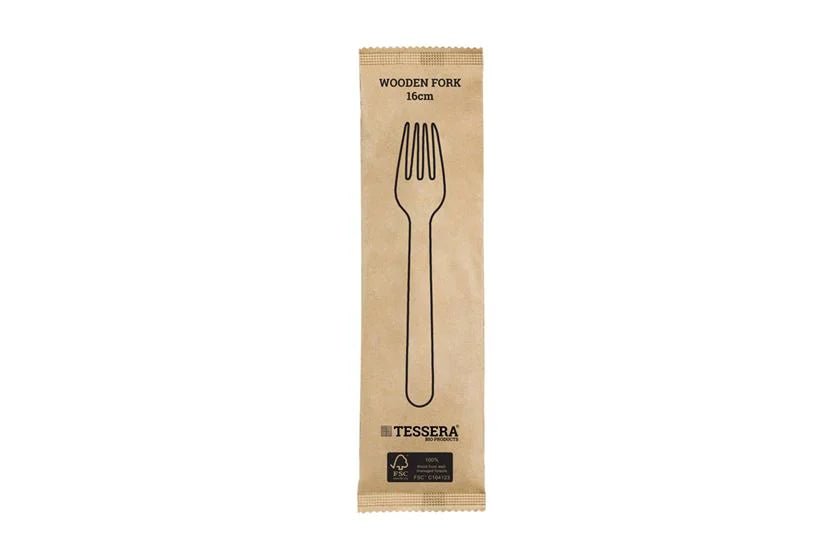 Holzgabeln 16cm | 100 Stück Packung | FSC® Bio-Holzbesteck einzeln verpackt - daclean.de