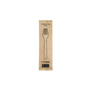 Holzgabeln 16cm | 100 Stück Packung | FSC® Bio-Holzbesteck einzeln verpackt - daclean.de