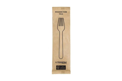 Holzgabeln 16cm | 100 Stück Packung | FSC® Bio-Holzbesteck einzeln verpackt - daclean.de