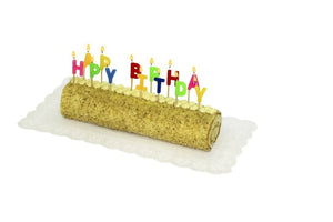 Kerzenset auf Holzpicker „Happy Birthday“ – 65 mm (1 Set) - daclean.de