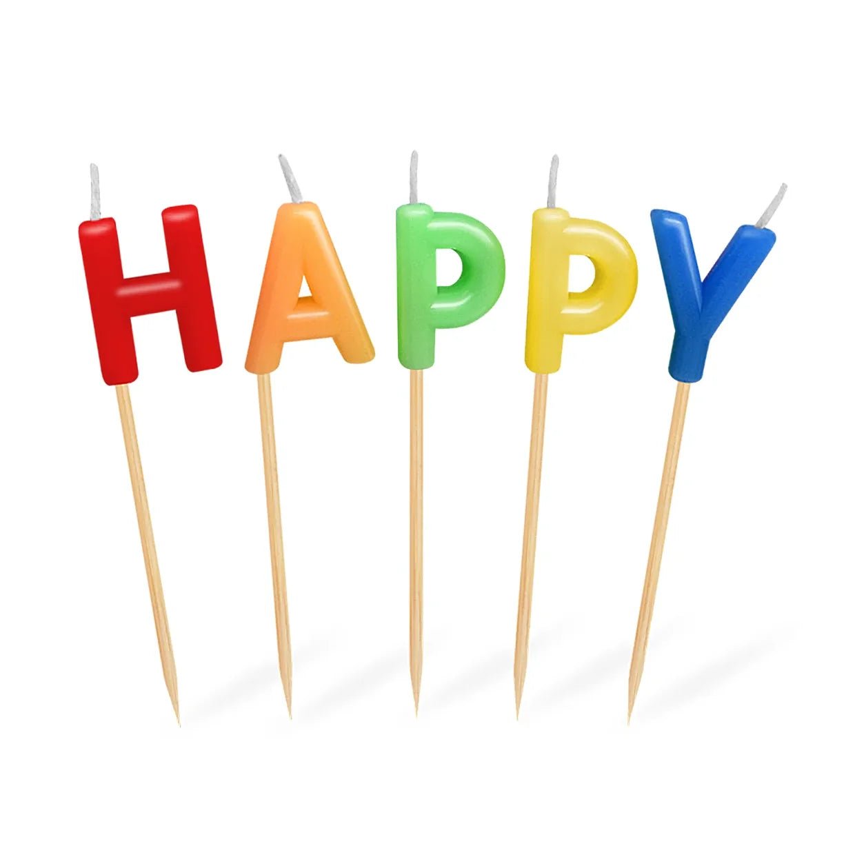 Kerzenset auf Holzpicker „Happy Birthday“ – 65 mm (1 Set) - daclean.de