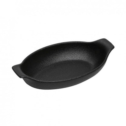 Lava Servierschale aus Stoneware – Schwarz Matt – Oval – 19,5 x 12,8 cm – H 5,8 cm - daclean.de