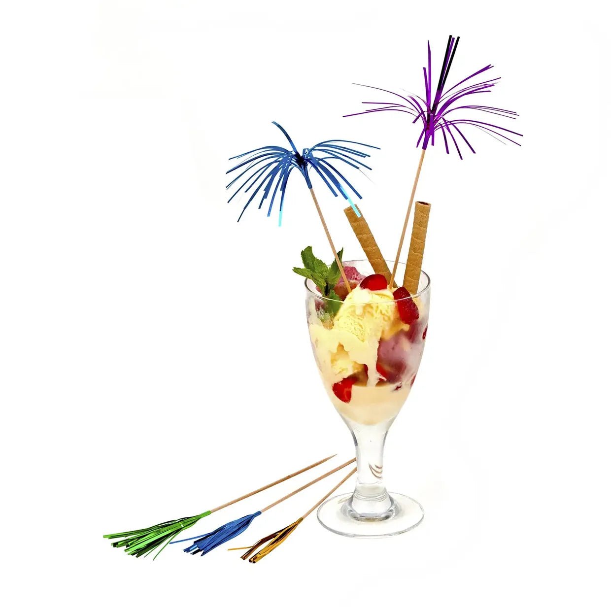 Palmwedel-Picker aus Holz (FSC 100%) & PE bunt gemischt – 22,5 cm, 144 Stück - daclean.de