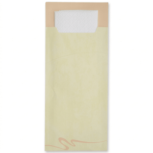 Serviettentaschen "Gourmet Gastro" 85x200mm Champagner – inkl. 2 - lagiger Tissue - Serviette (Weiß) - daclean.de