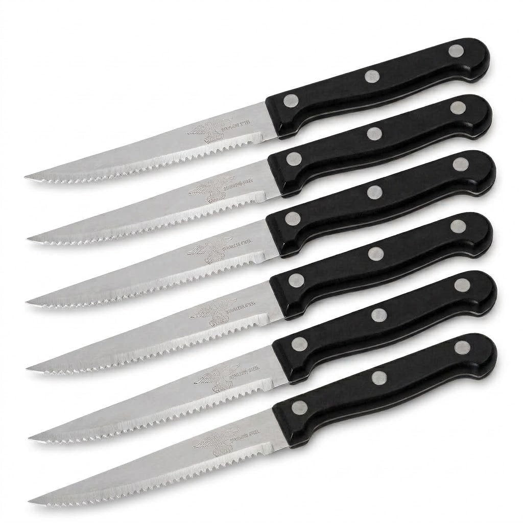 Steakmesser Set 6-teilig 21 cm – Edelstahl 18/0 Profi Steakmesser Rustikal - daclean.de