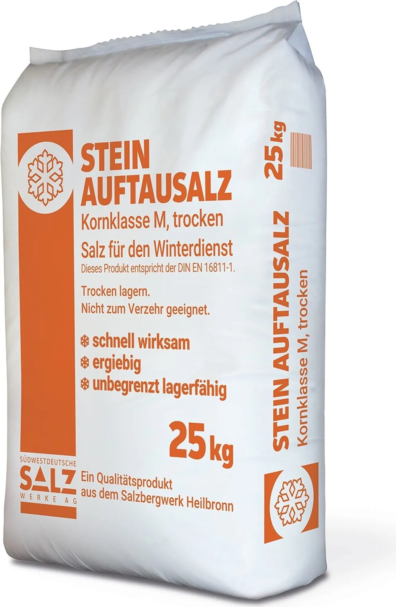 Stein Auftausalz 25 kg Kornklasse M – Profi - Qualität gegen Eis & Schnee - daclean.de