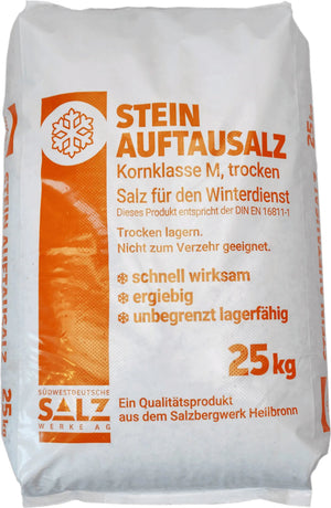 Stein Auftausalz 25 kg Kornklasse M – Profi - Qualität gegen Eis & Schnee - daclean.de