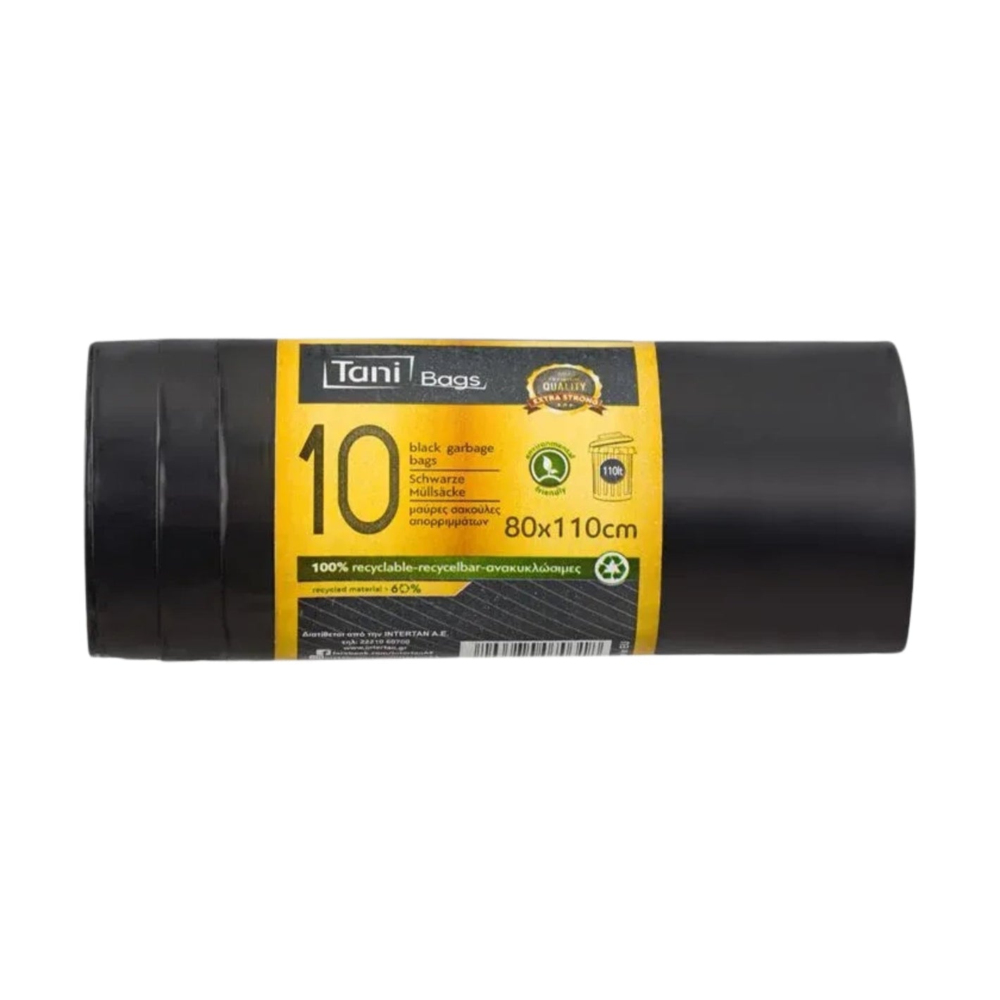 TANI PREMIUM Abfallsäcke 110L BLACK 10STK Rolle - daclean.de