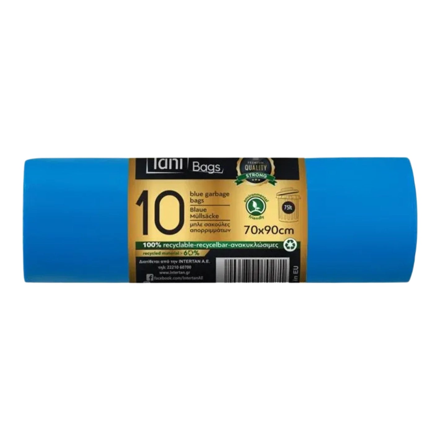 TANI PREMIUM Abfallsäcke 75L BLUE STRONG 10STK - daclean.de