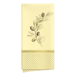 Tischservietten 40 × 40 cm (1/8-Falz, 2-lagig) – Cremegelb mit Oliven-Motiv - 1020 Stück - daclean.de