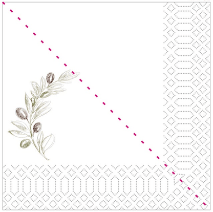 Tischservietten 40 × 40 cm Oliven-Motiv – 3-lagig - 840 Stück - daclean.de