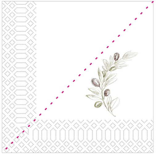 Tischservietten 40 × 40 cm Oliven-Motiv – 3-lagig - 840 Stück - daclean.de